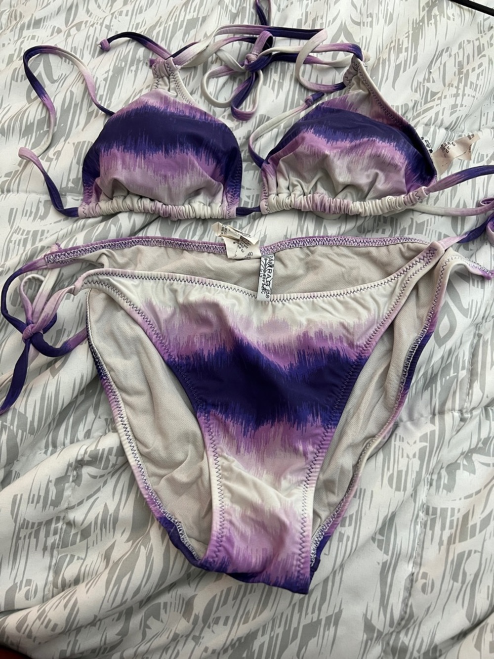 Rampage Purple & White Ombre Tie-Dye Bikini Set